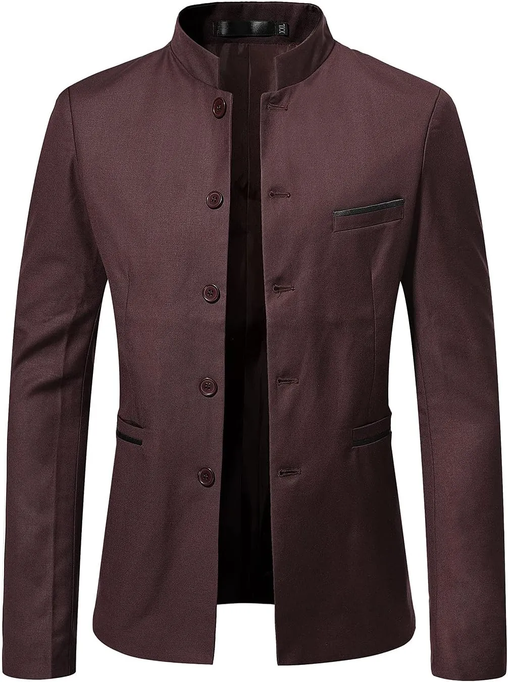 Men's Chinese Tunic Suits Mandarin Collar Formal Suit Jacket Solid Slim Fit Front Button Blazer Traditional Uniform