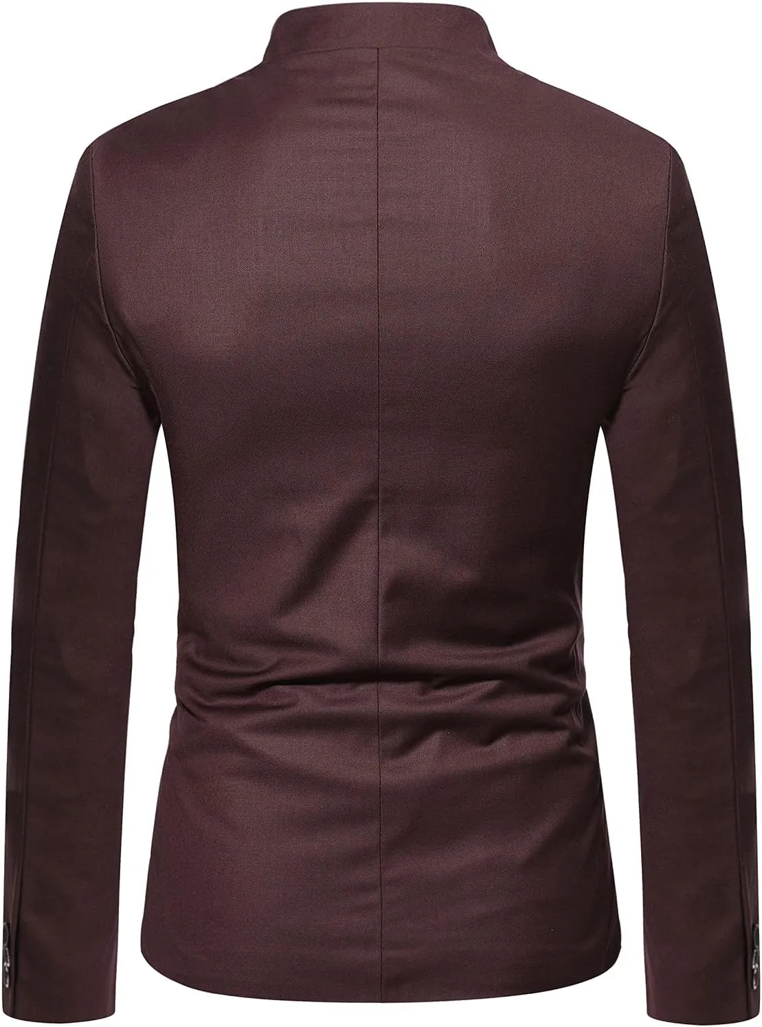 Men's Chinese Tunic Suits Mandarin Collar Formal Suit Jacket Solid Slim Fit Front Button Blazer Traditional Uniform