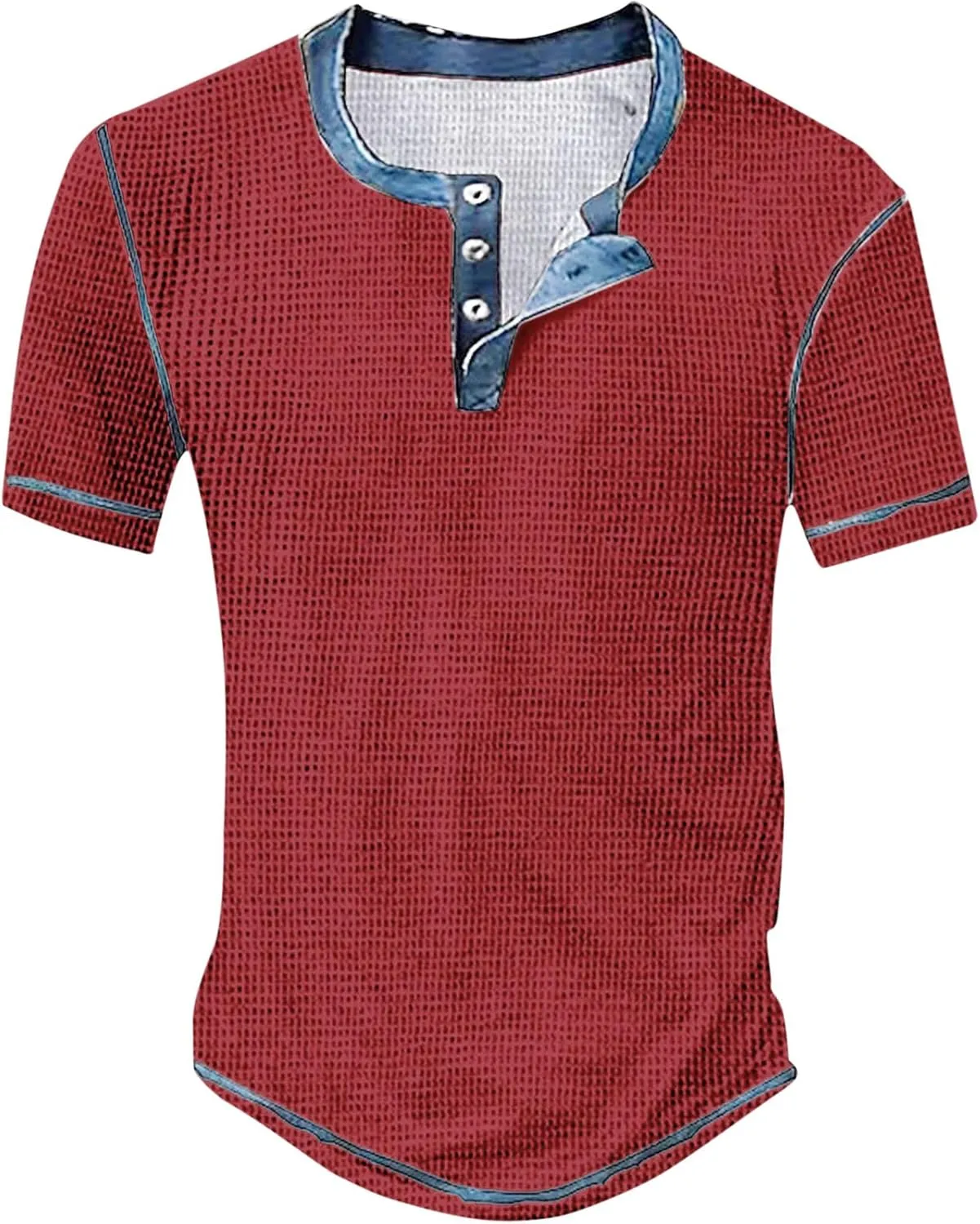 Mens Distressed Henley Shirts Short Sleeve Button Down V Neck T-Shirts Classic Golf Shirt Summer Slim Fit Casual Tops