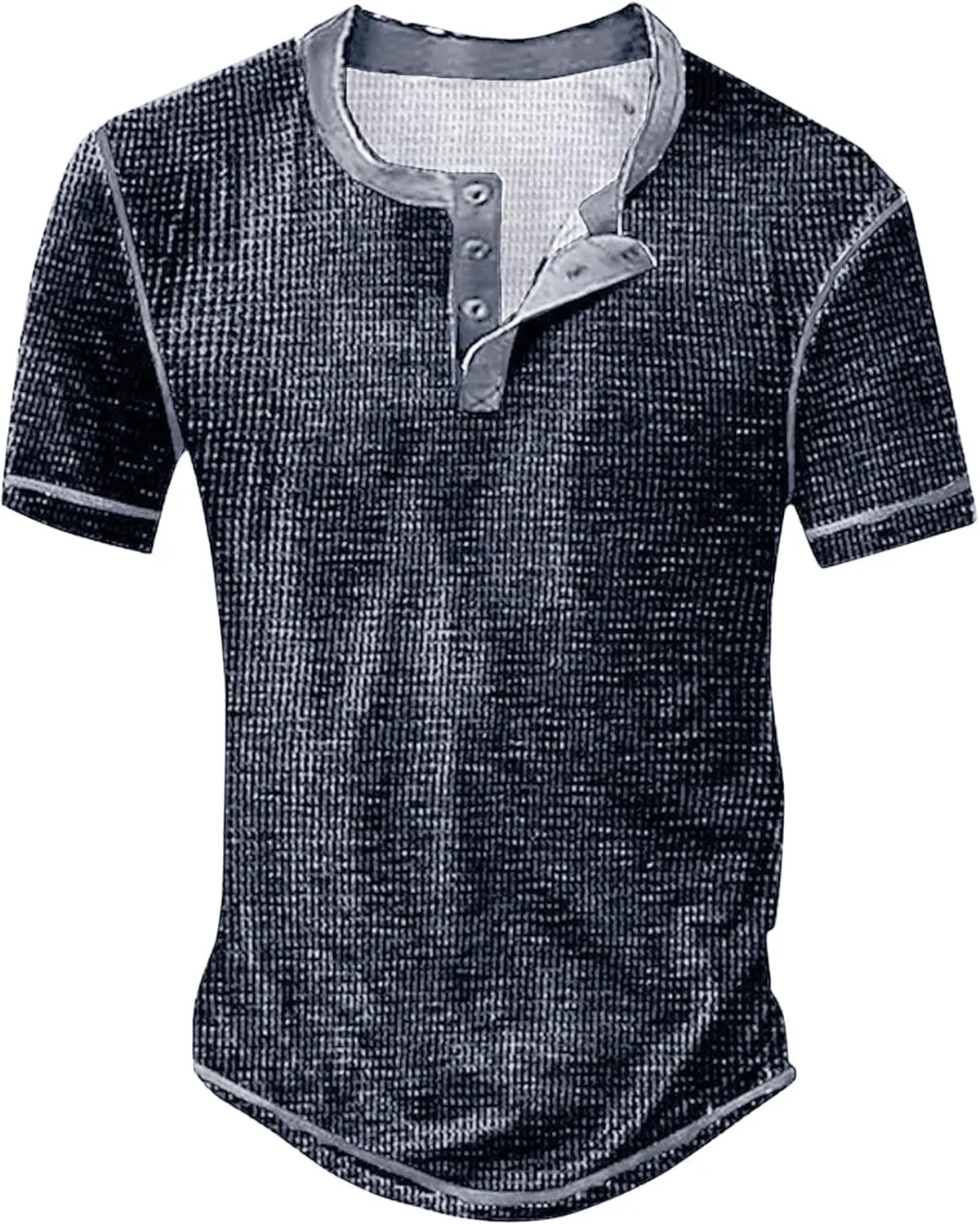 Mens Distressed Henley Shirts Short Sleeve Button Down V Neck T-Shirts Classic Golf Shirt Summer Slim Fit Casual Tops