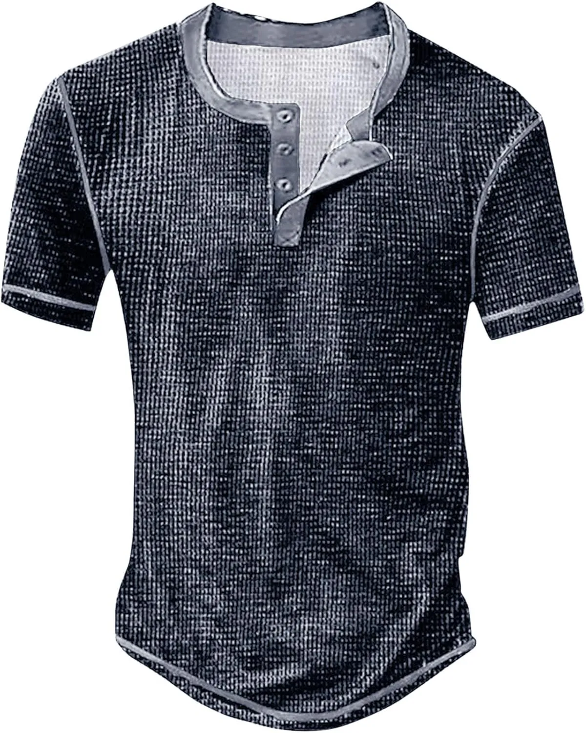 Mens Distressed Henley Shirts Short Sleeve Button Down V Neck T-Shirts Classic Golf Shirt Summer Slim Fit Casual Tops