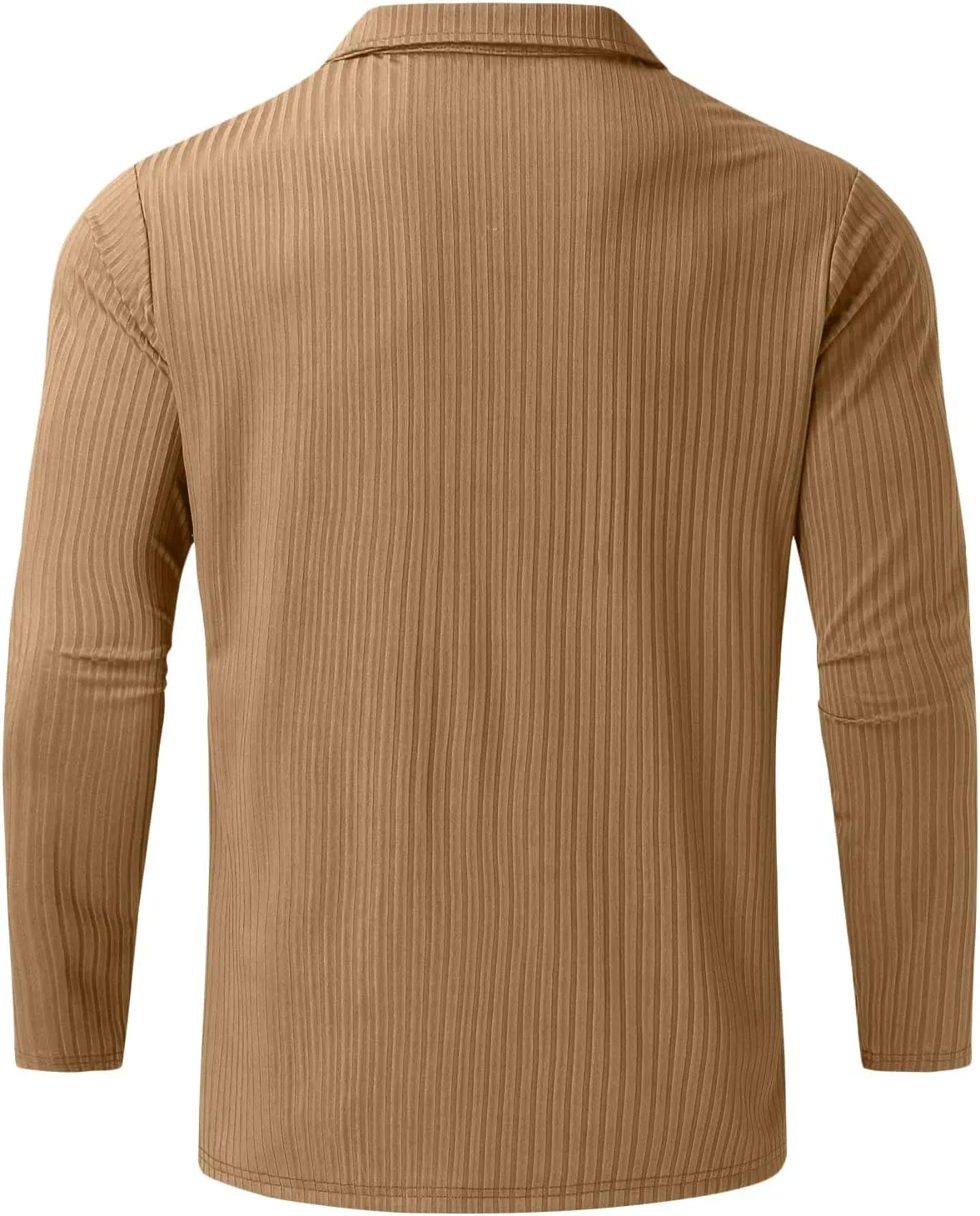Men's Muscle T Shirt Stretch Long Sleeve Workout Shirts Slim Fit Casual Plain Tees Stylish Quarter Zip Polo Shirt
