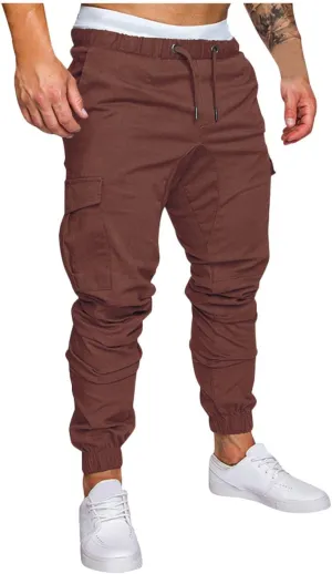 Mens Outdoor Cargo Hiking Long Pants Slim Fit Workout Athleitc Joggers Running Sports Chino Fashion Sweatpants Trousers