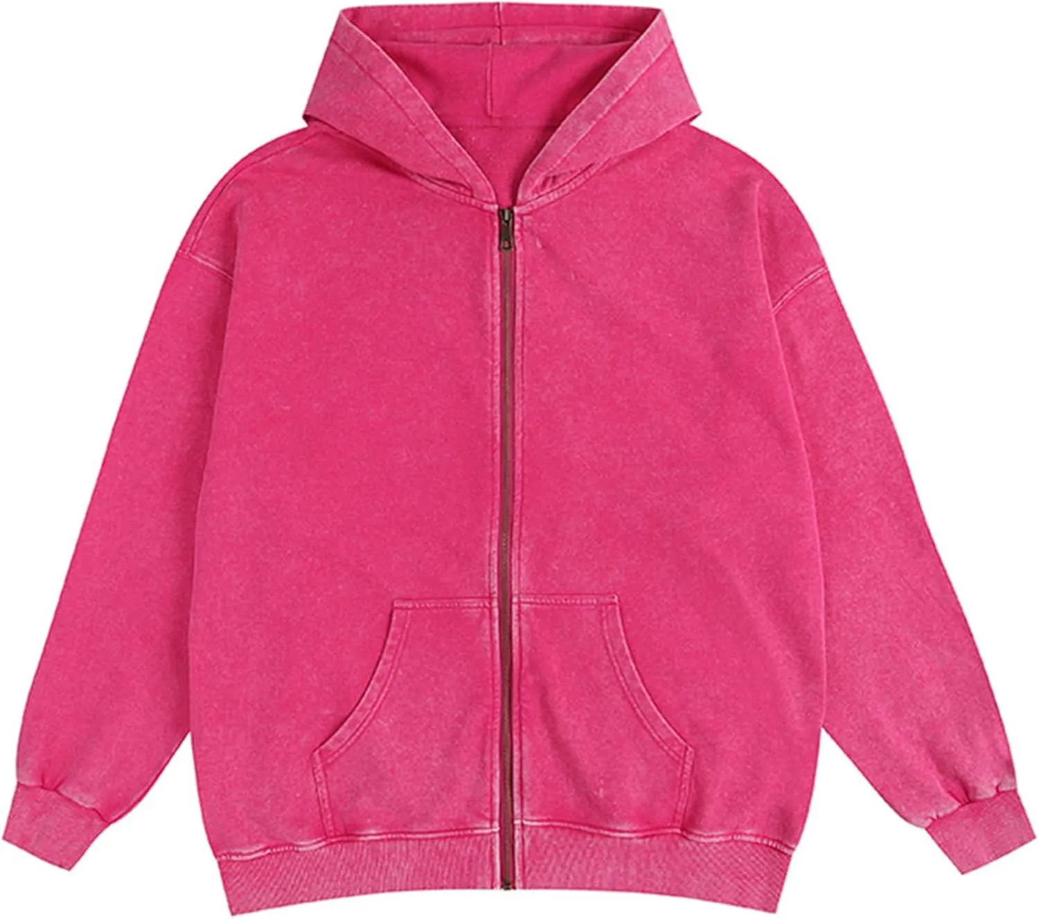 Mens Oversized Sweatshirt Zip Up Hoodie Solid Wash Old Craft Basic Jackets Unisex Heavyweight Casual Sweatshirts