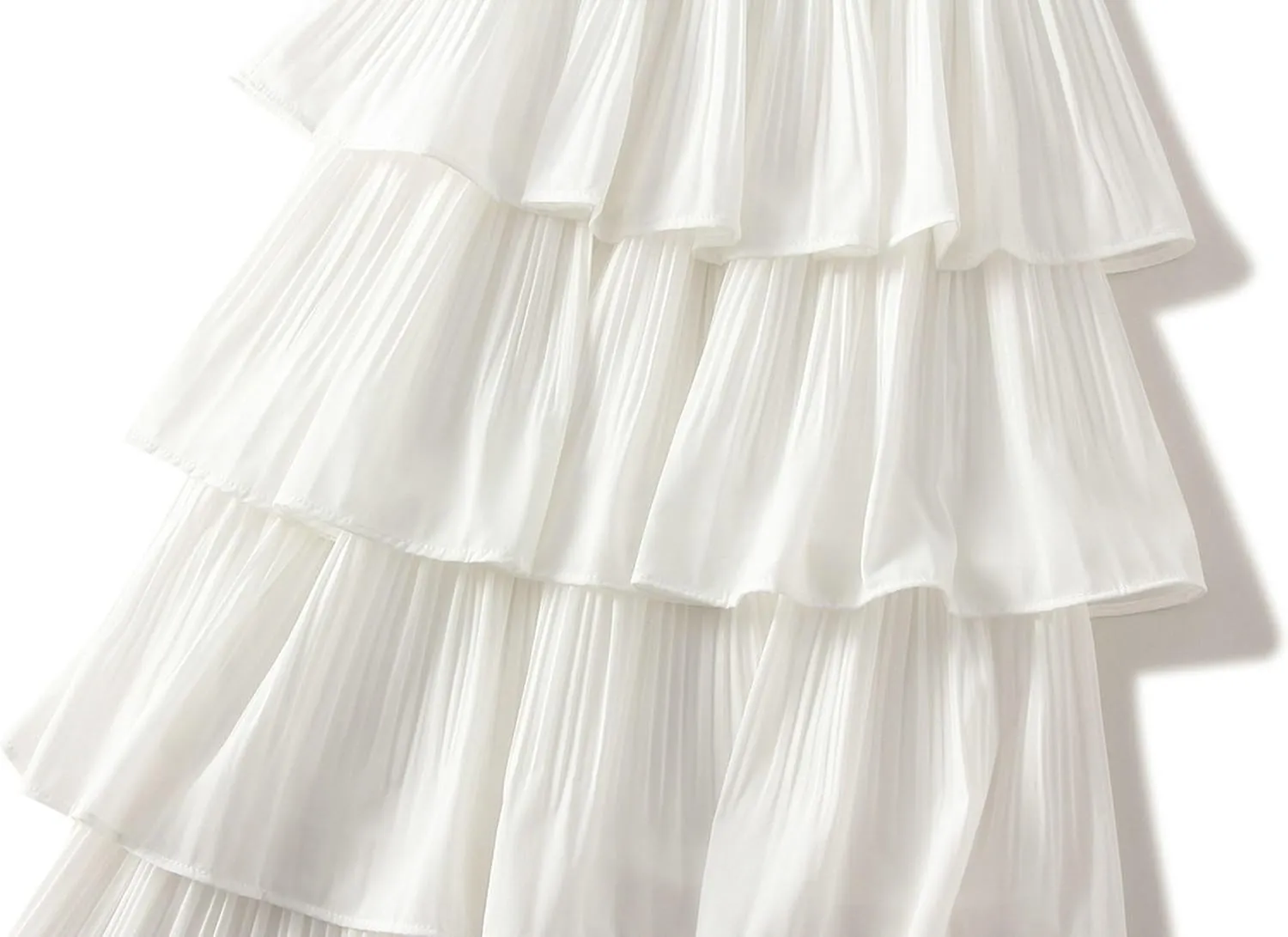 Multi-Layers Ruffle Skirt for Women A-line Flared Midi Tutu Pleated Skirts Fashion Party Wedding Skirt