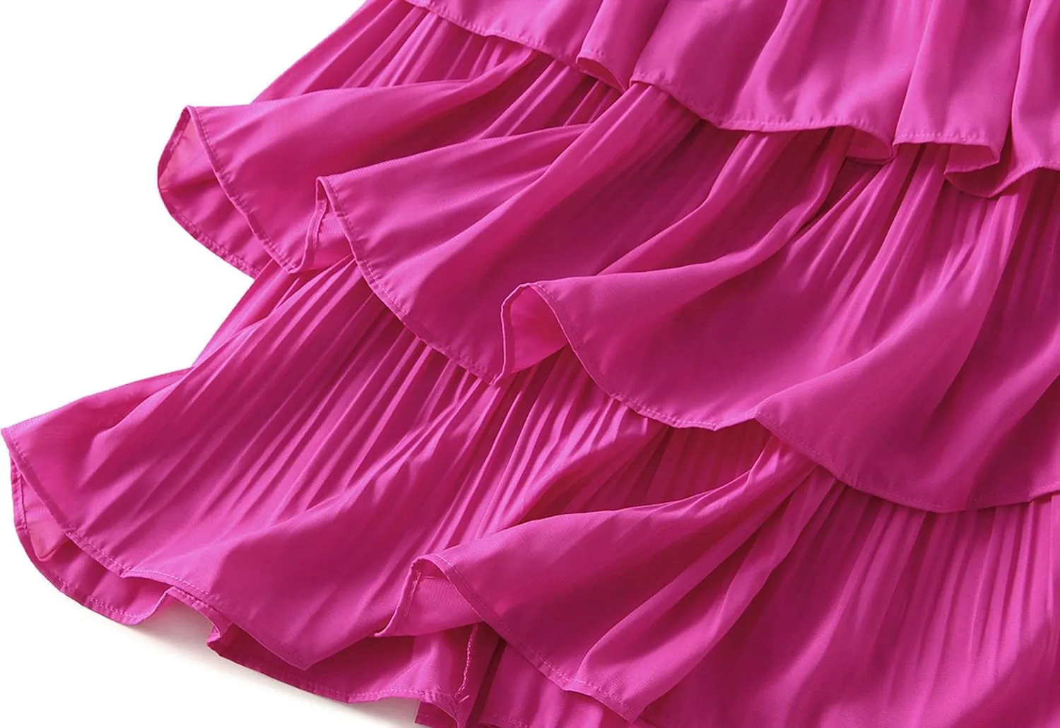 Multi-Layers Ruffle Skirt for Women A-line Flared Midi Tutu Pleated Skirts Fashion Party Wedding Skirt