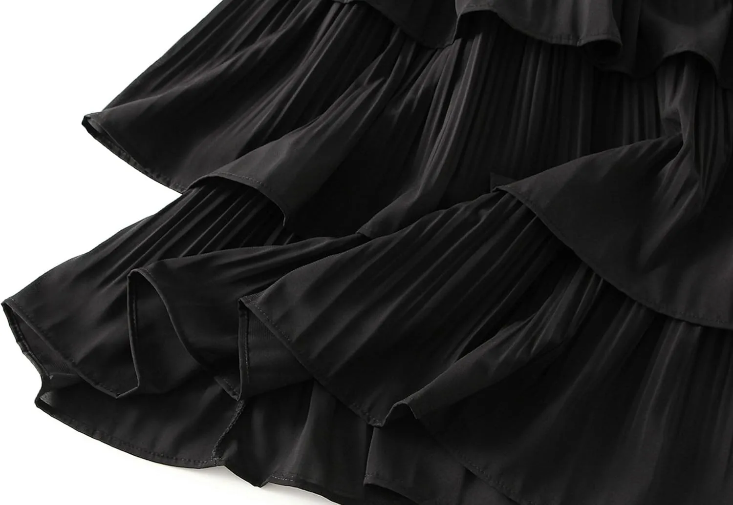 Multi-Layers Ruffle Skirt for Women A-line Flared Midi Tutu Pleated Skirts Fashion Party Wedding Skirt