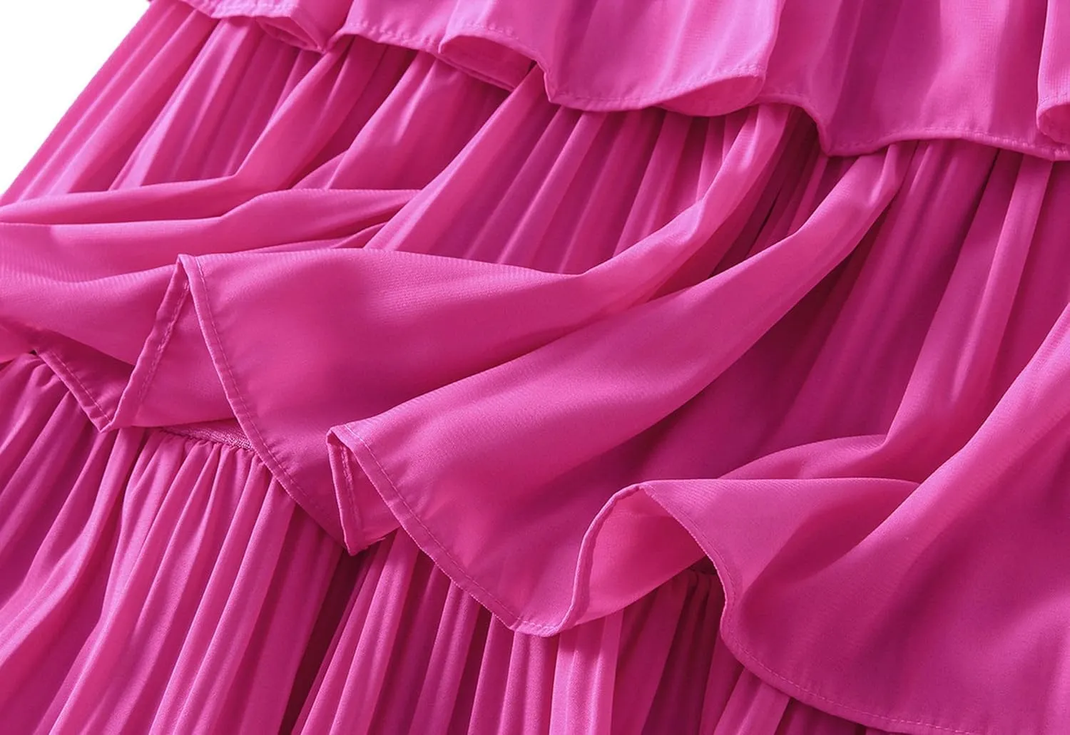 Multi-Layers Ruffle Skirt for Women A-line Flared Midi Tutu Pleated Skirts Fashion Party Wedding Skirt