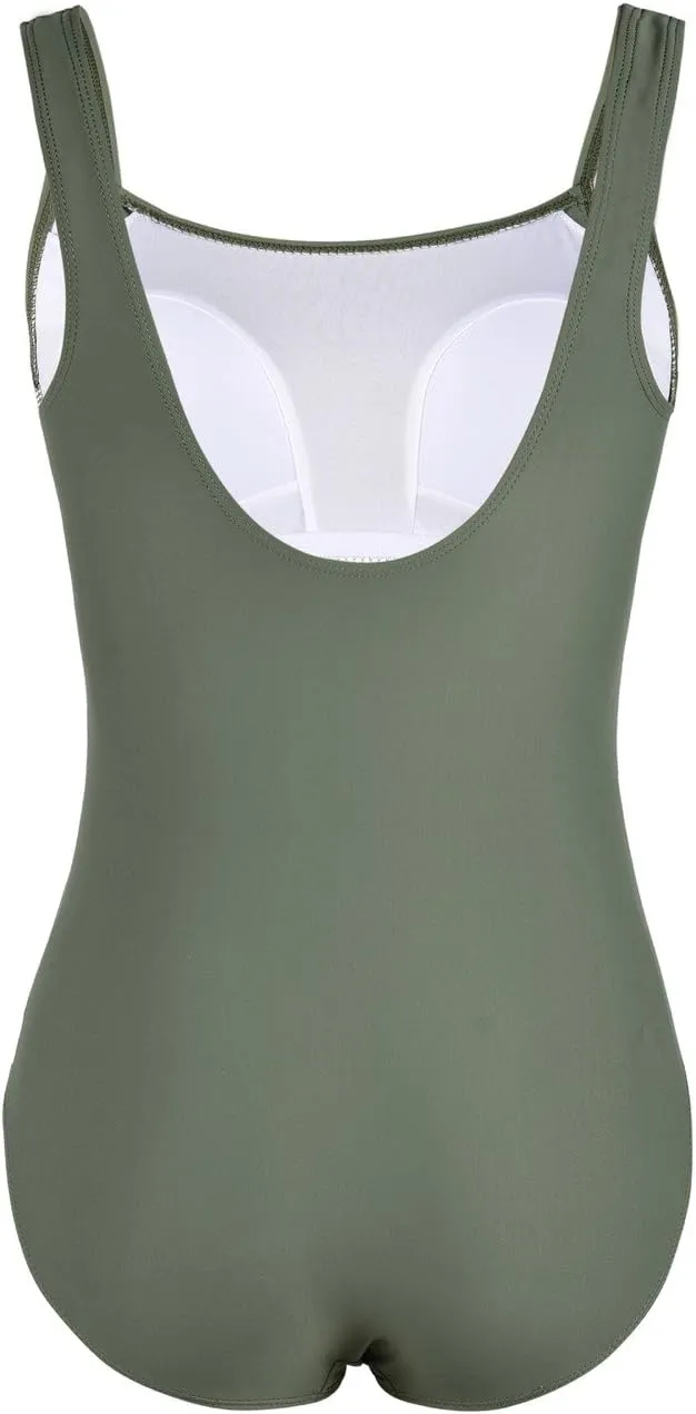 Mycoco Women's One Piece Swimsuit Shirred Tummy Control Bathing Suit Tank Modest Swimwear