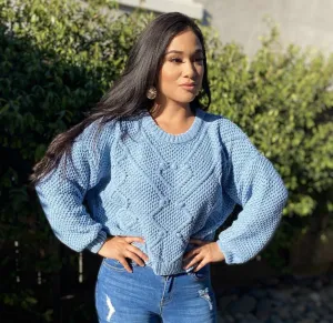 “Nora" Cable Knit Sweater (blue)