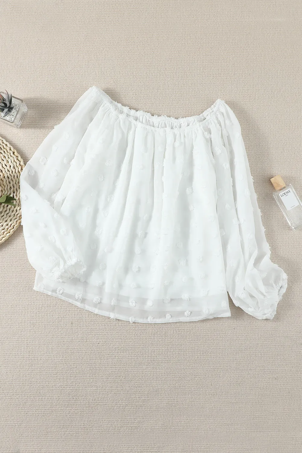 Off Shoulder Swiss Dot Blouse