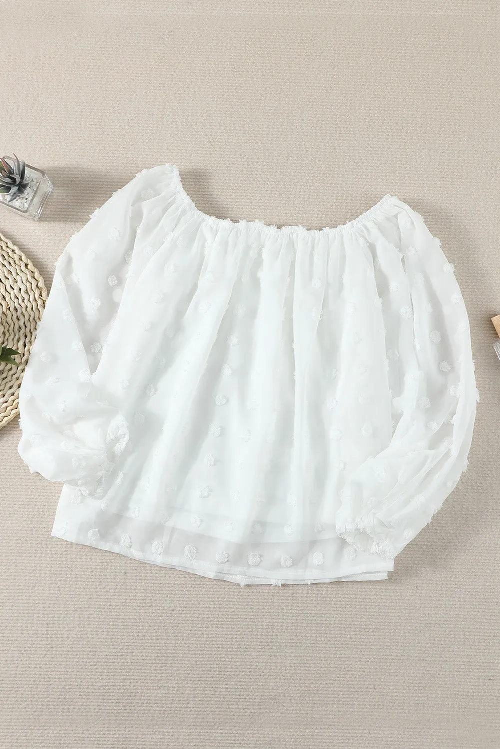 Off Shoulder Swiss Dot Blouse