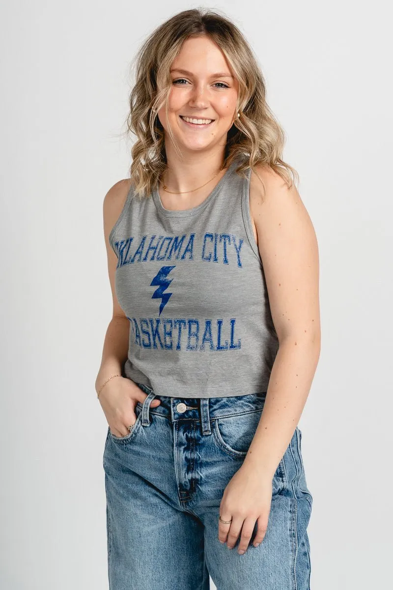 OKC basketball vintage sport crop tank top grey