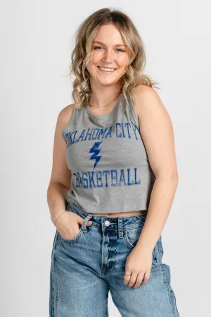 OKC basketball vintage sport crop tank top grey