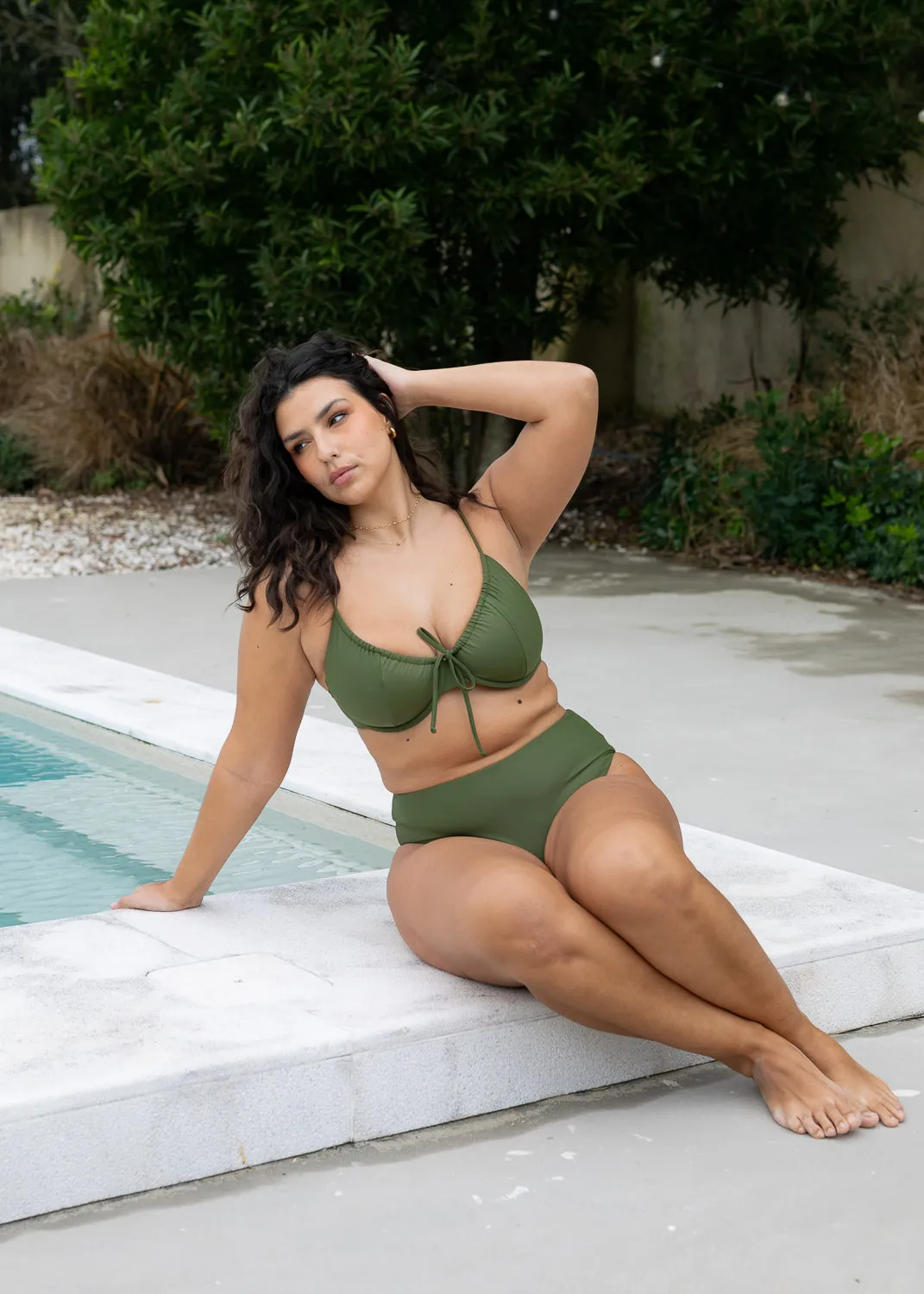 Olive Drawstring Top