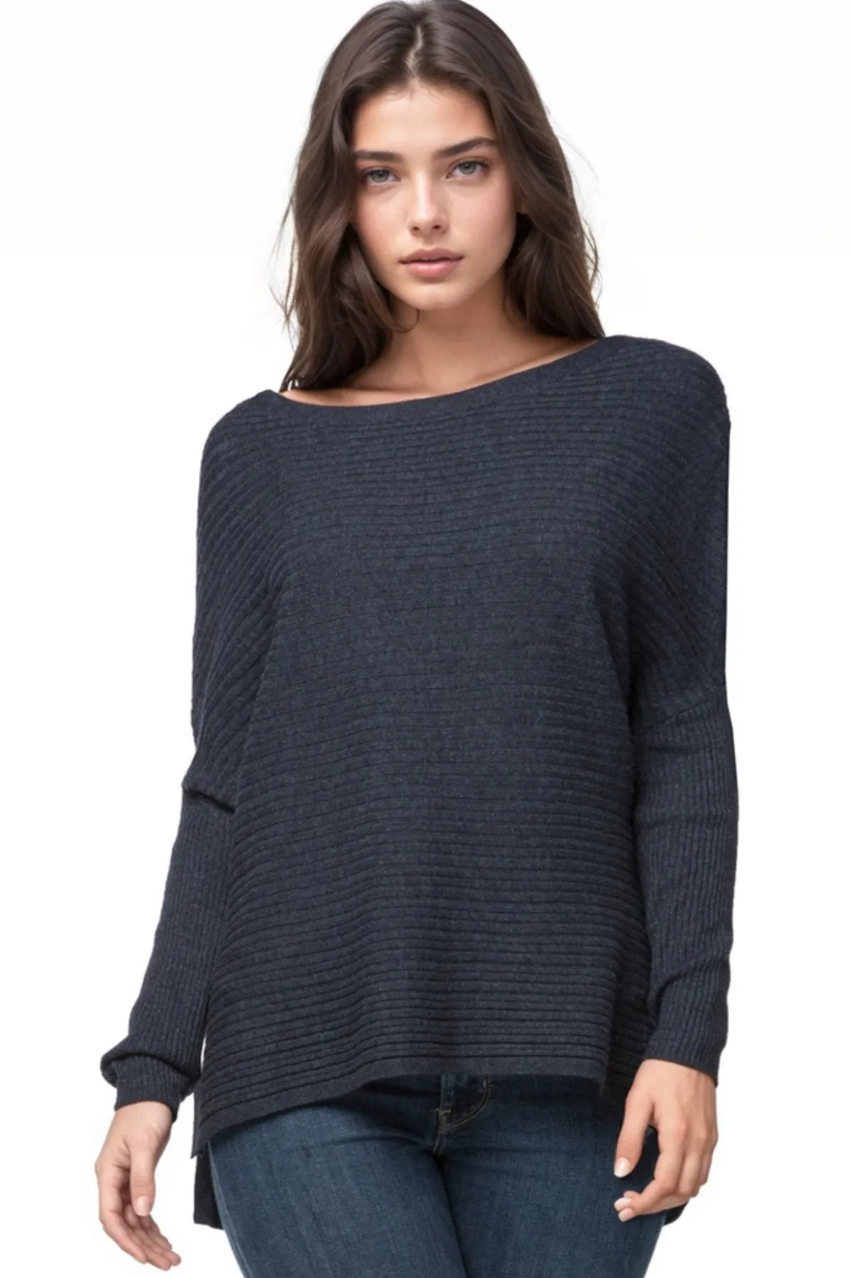 On the Horizon Rib Knit Sweater in Paradise Blend