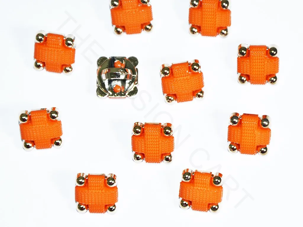 Orange Square Acrylic Buttons