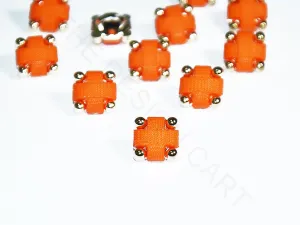 Orange Square Acrylic Buttons