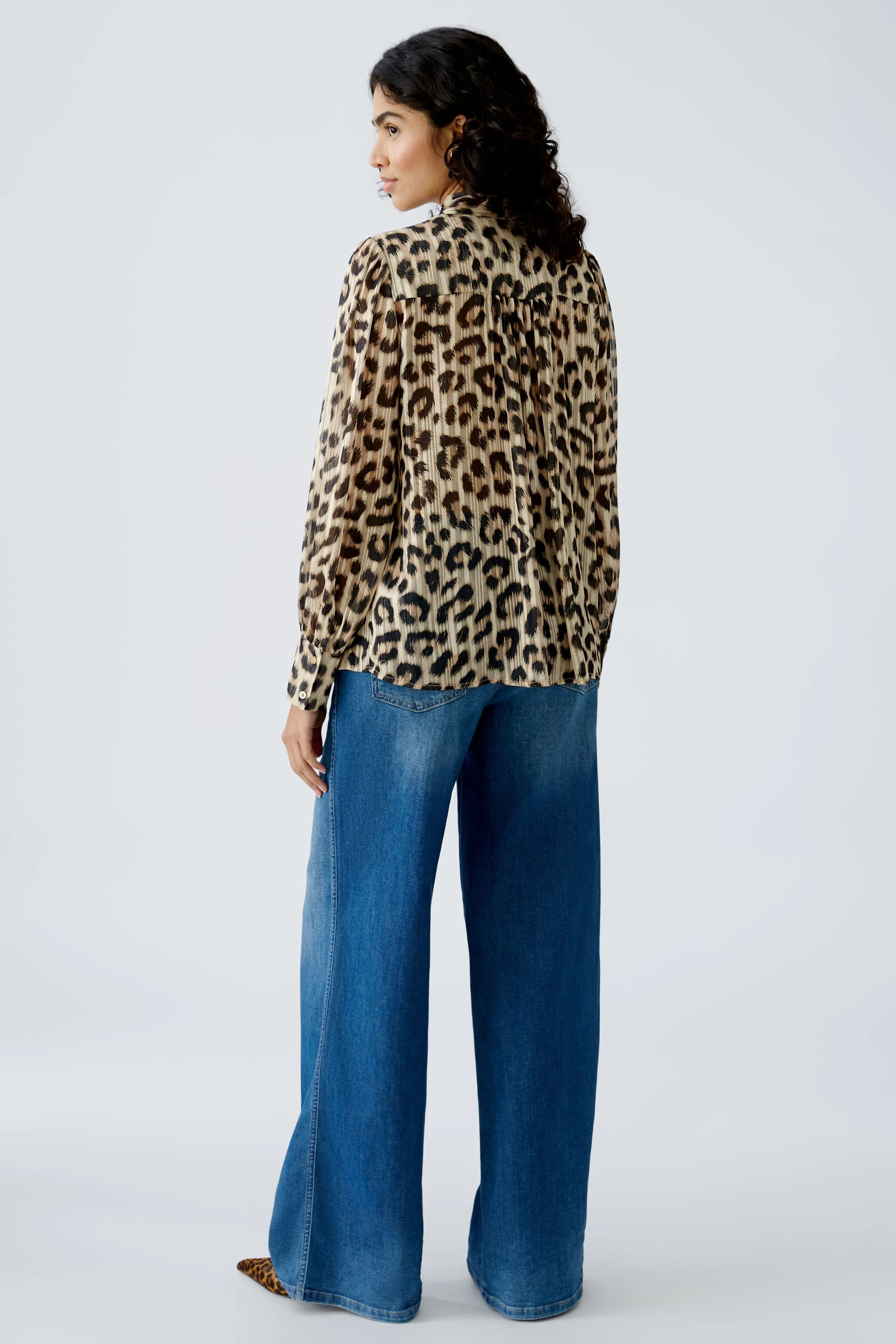 Oui Blouse Animal Print Camel/Grey