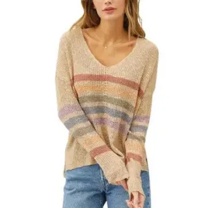 Over The Rainbow Natural V Neck Sweater (Size M/L)