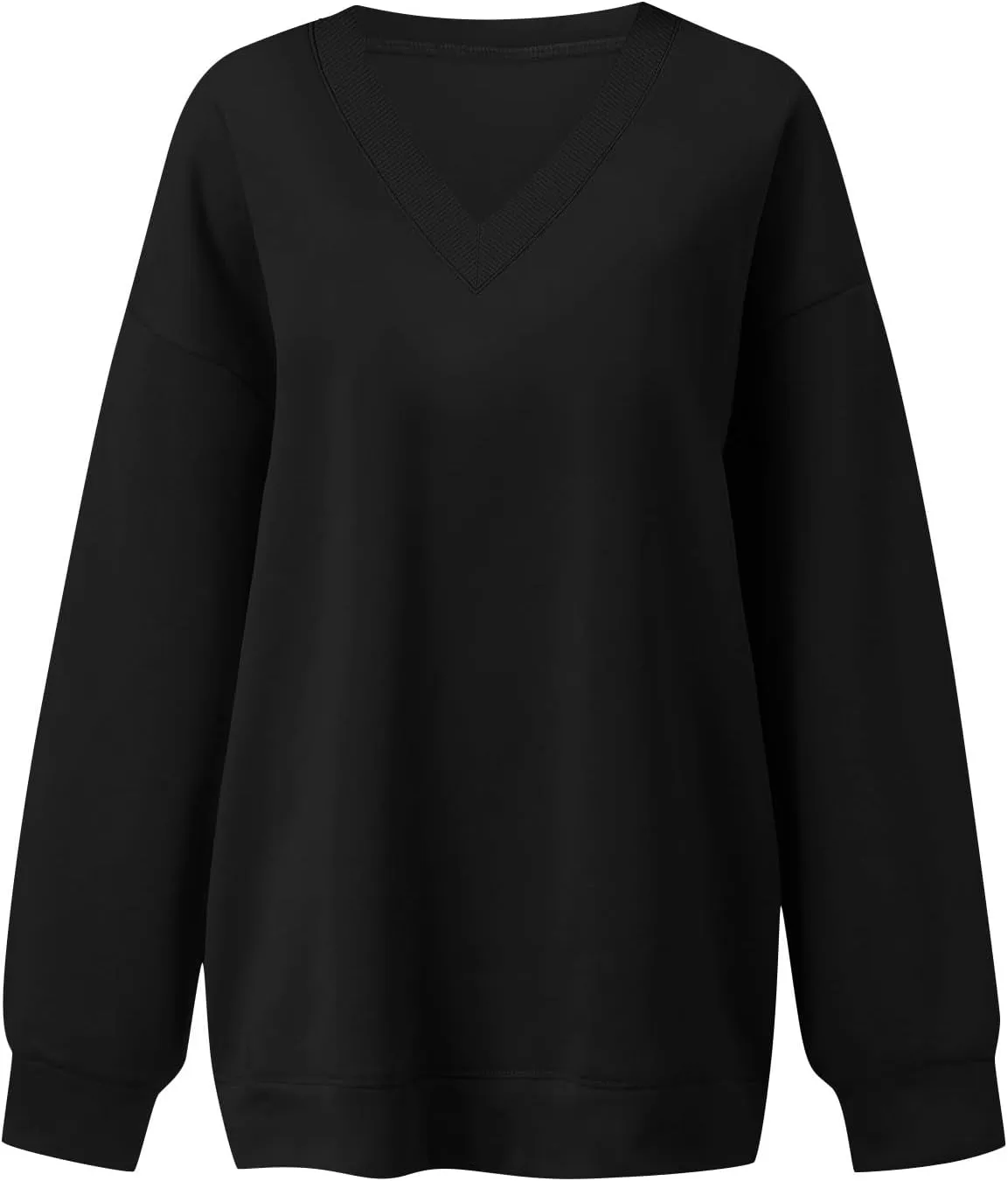 Oversized V Neck Sweatshirt Women Cozy Long Sleeve Fleece Hoodies Pullover Casual Sweat Shirts Cute Winter Outfits