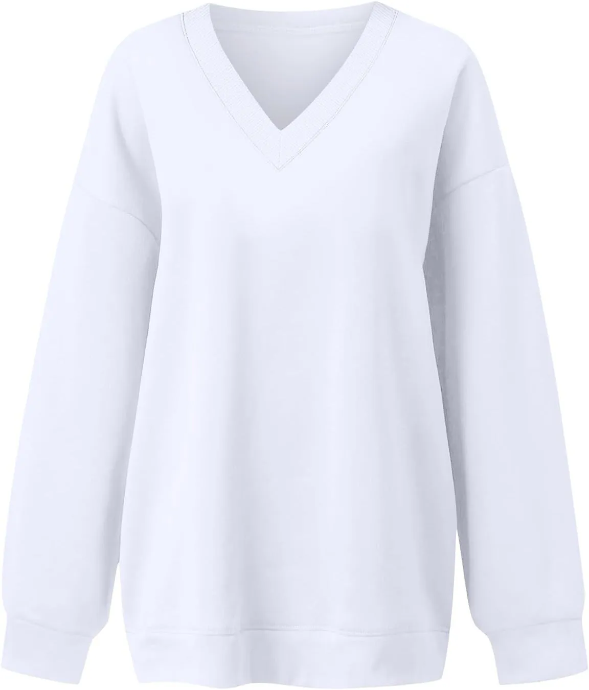 Oversized V Neck Sweatshirt Women Cozy Long Sleeve Fleece Hoodies Pullover Casual Sweat Shirts Cute Winter Outfits