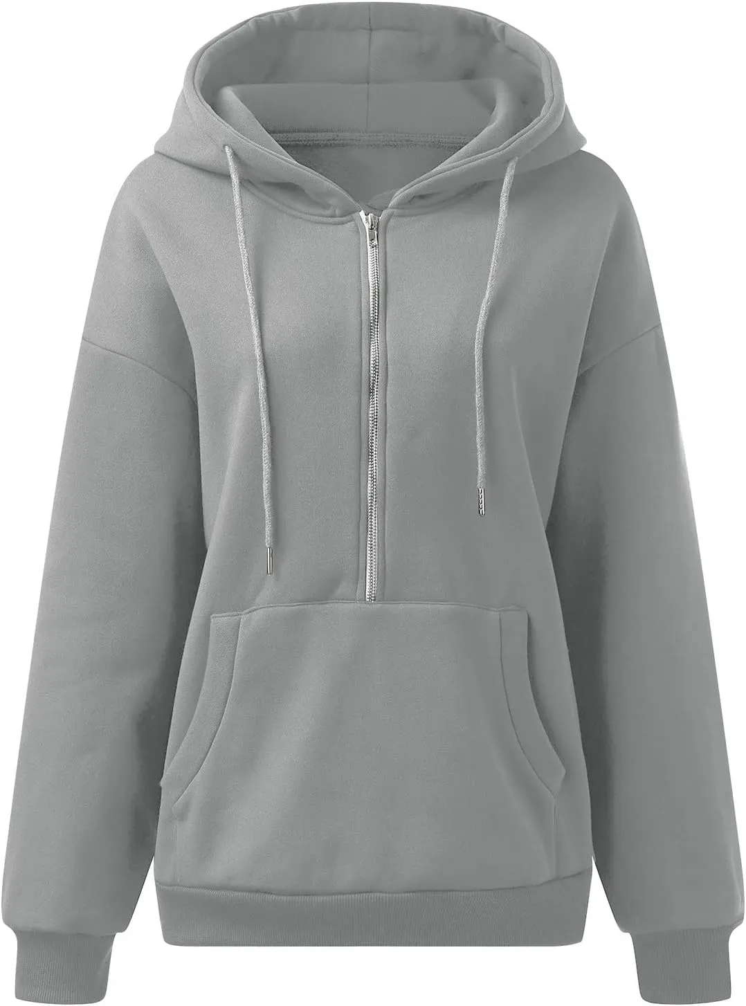 Oversized Womens Sweatshirts Half Zip Pullover Teen Girls Fall Casual Loose Solid Long Sleeve Hooded Sweatshirts Y2k Clothes
