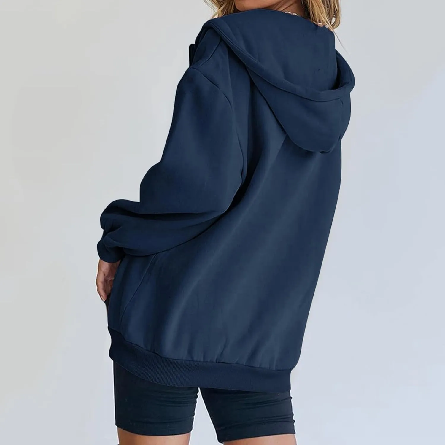 Oversized Womens Sweatshirts Half Zip Pullover Teen Girls Fall Casual Loose Solid Long Sleeve Hooded Sweatshirts Y2k Clothes