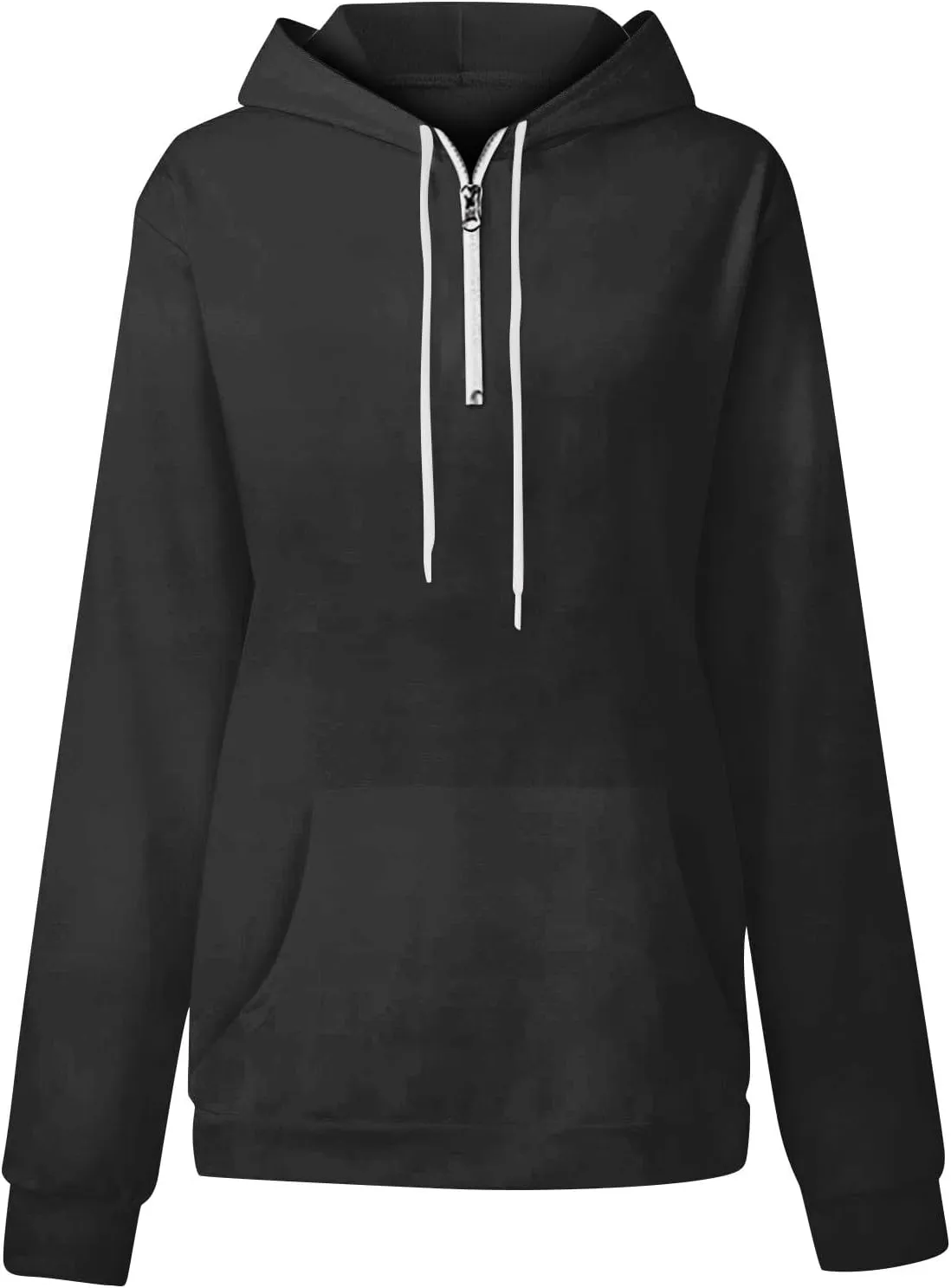 Oversized Zip Up Hoodie Women Fleece Quarter Zip Pullover Sweatshirts Casual Long Sleeve Top Fall Clothes w/Pockets