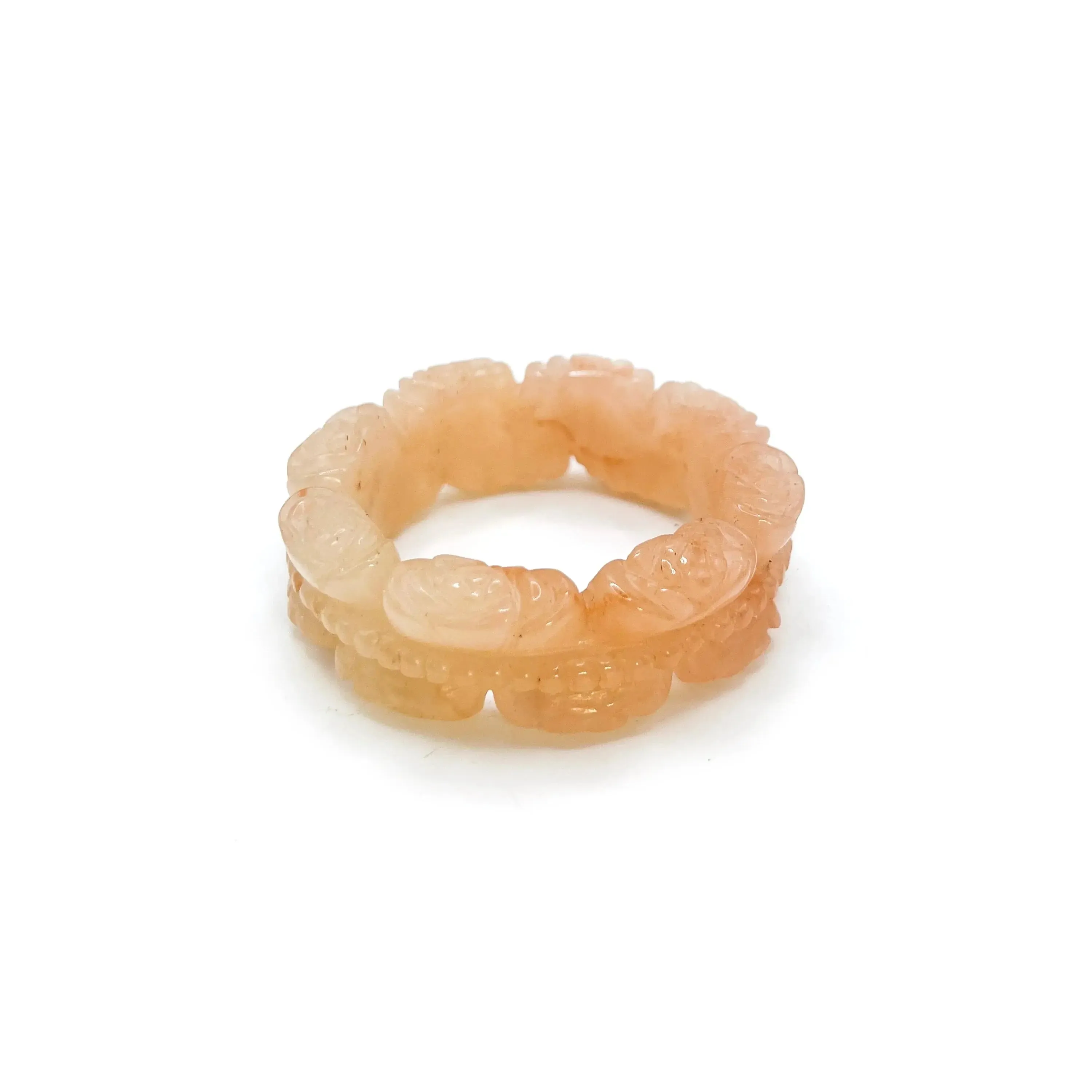 Petite Bracelet – Hand-Carved Floral Jade Bangle for Small Wrists