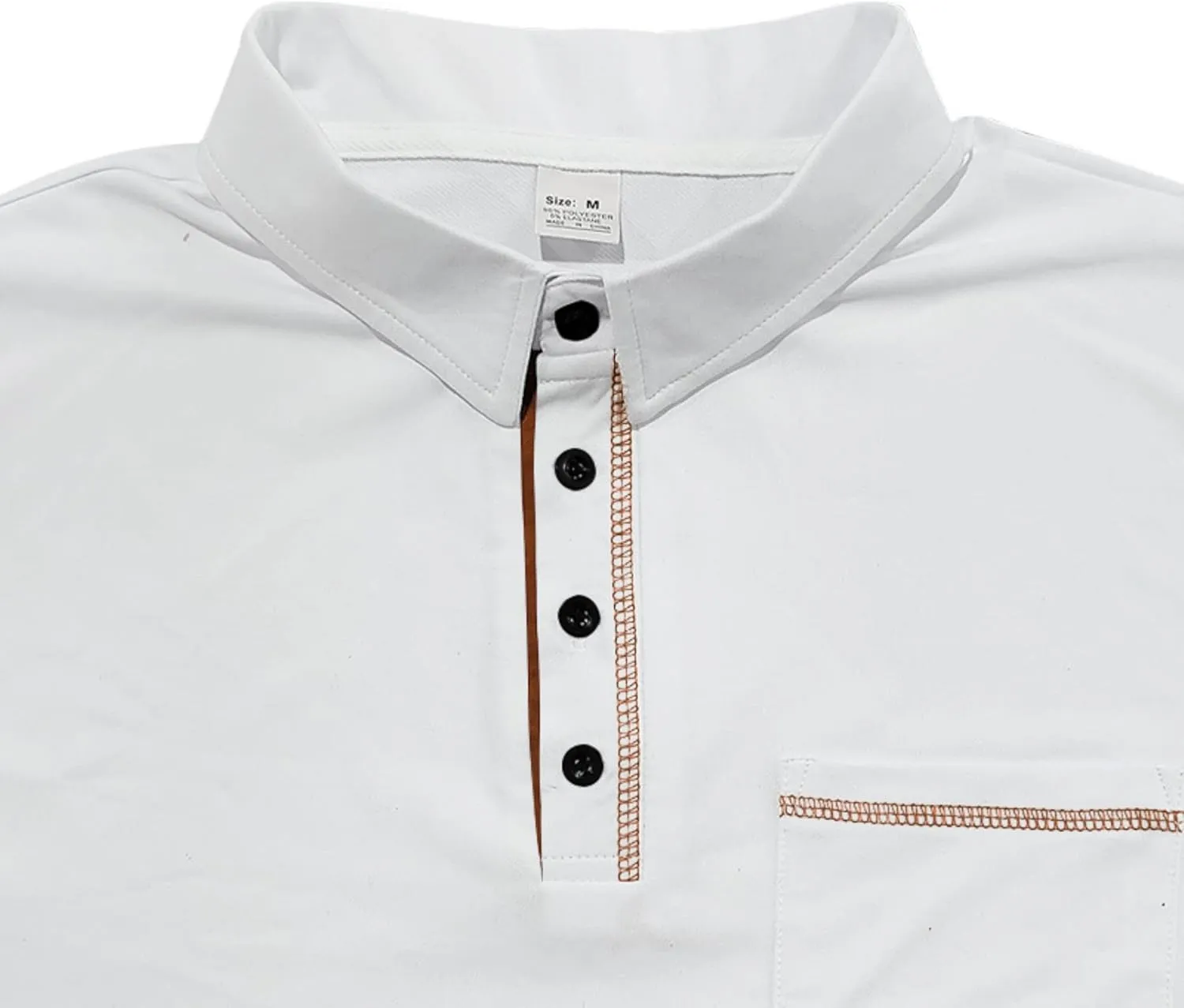 Polo Shirts Men Cotton Blend Short Sleeve Button Slim Fit Color Block Collared Patchwork Summer Tshirts with Pocket
