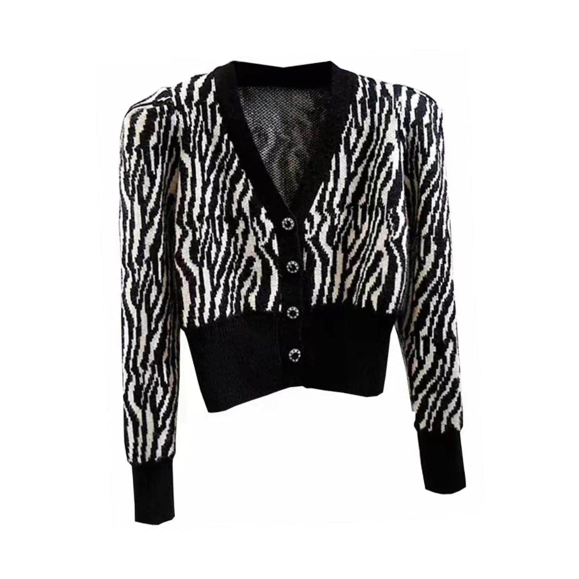 Pre Order:  Zebra Cropped Knitted Cardigan
