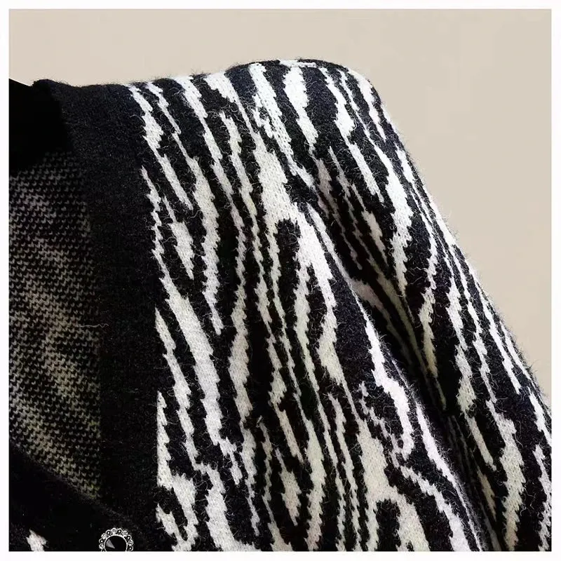 Pre Order:  Zebra Cropped Knitted Cardigan