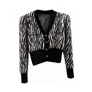 Pre Order:  Zebra Cropped Knitted Cardigan