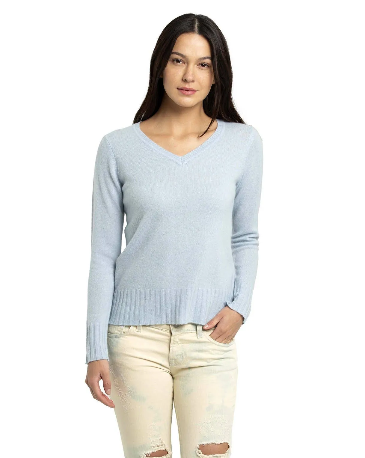 QUINN - KIM CASHMERE V NECK: S / Scarlett Red