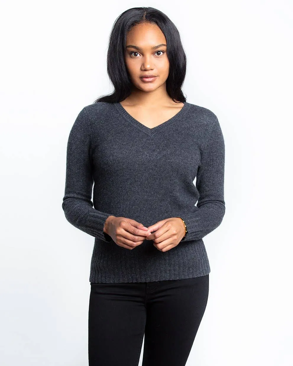 QUINN - KIM CASHMERE V NECK: S / Scarlett Red