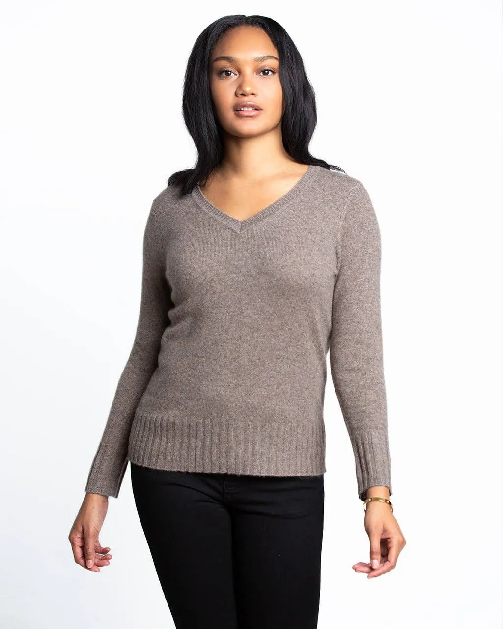 QUINN - KIM CASHMERE V NECK: S / Scarlett Red