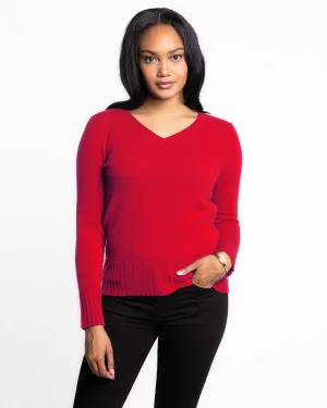 QUINN - KIM CASHMERE V NECK: S / Scarlett Red