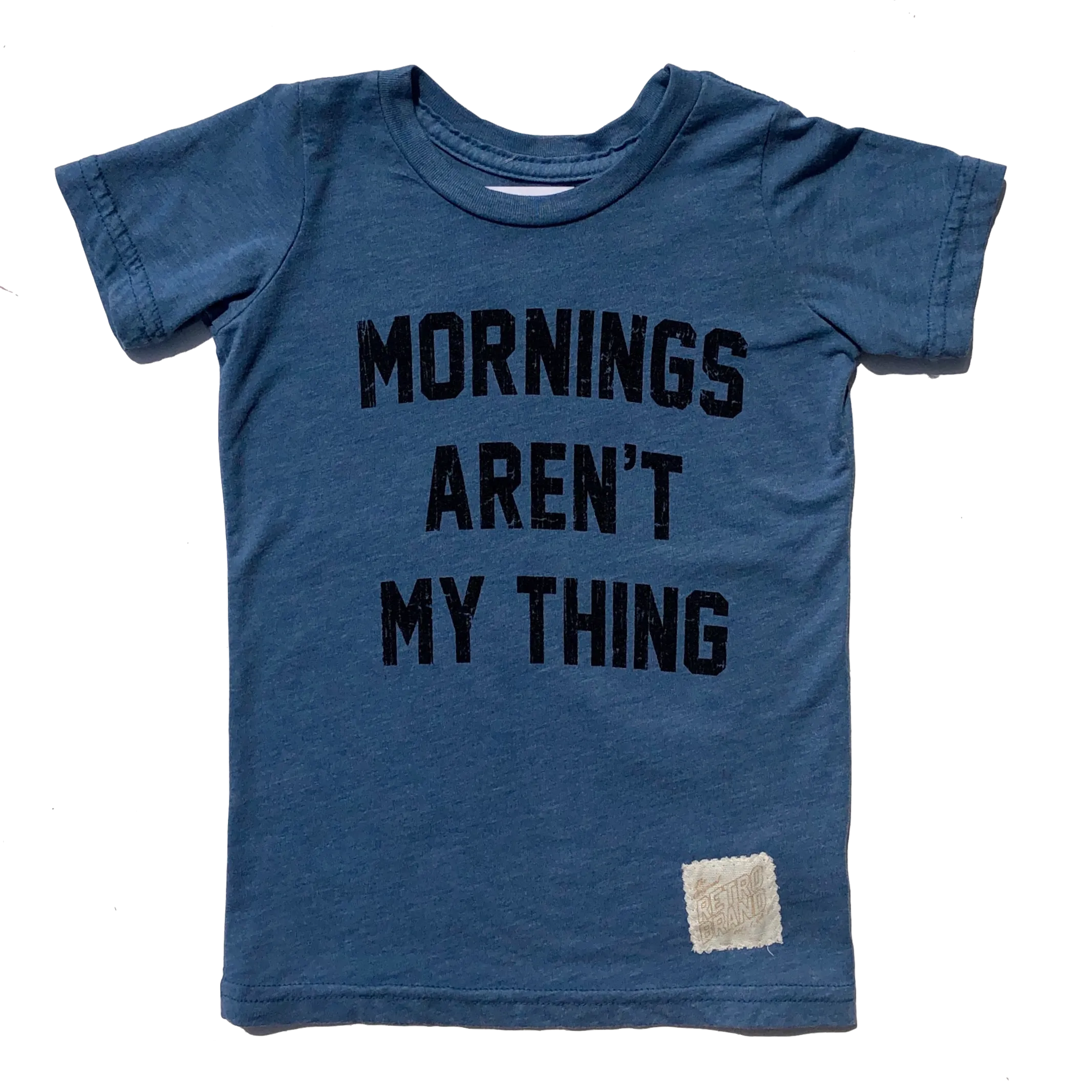 Retro Brand - Mornings Aren't My Thing Tee in Heather Blue