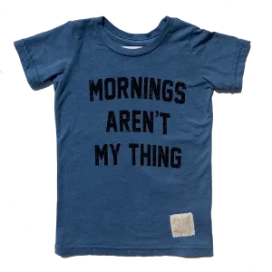 Retro Brand - Mornings Aren't My Thing Tee in Heather Blue