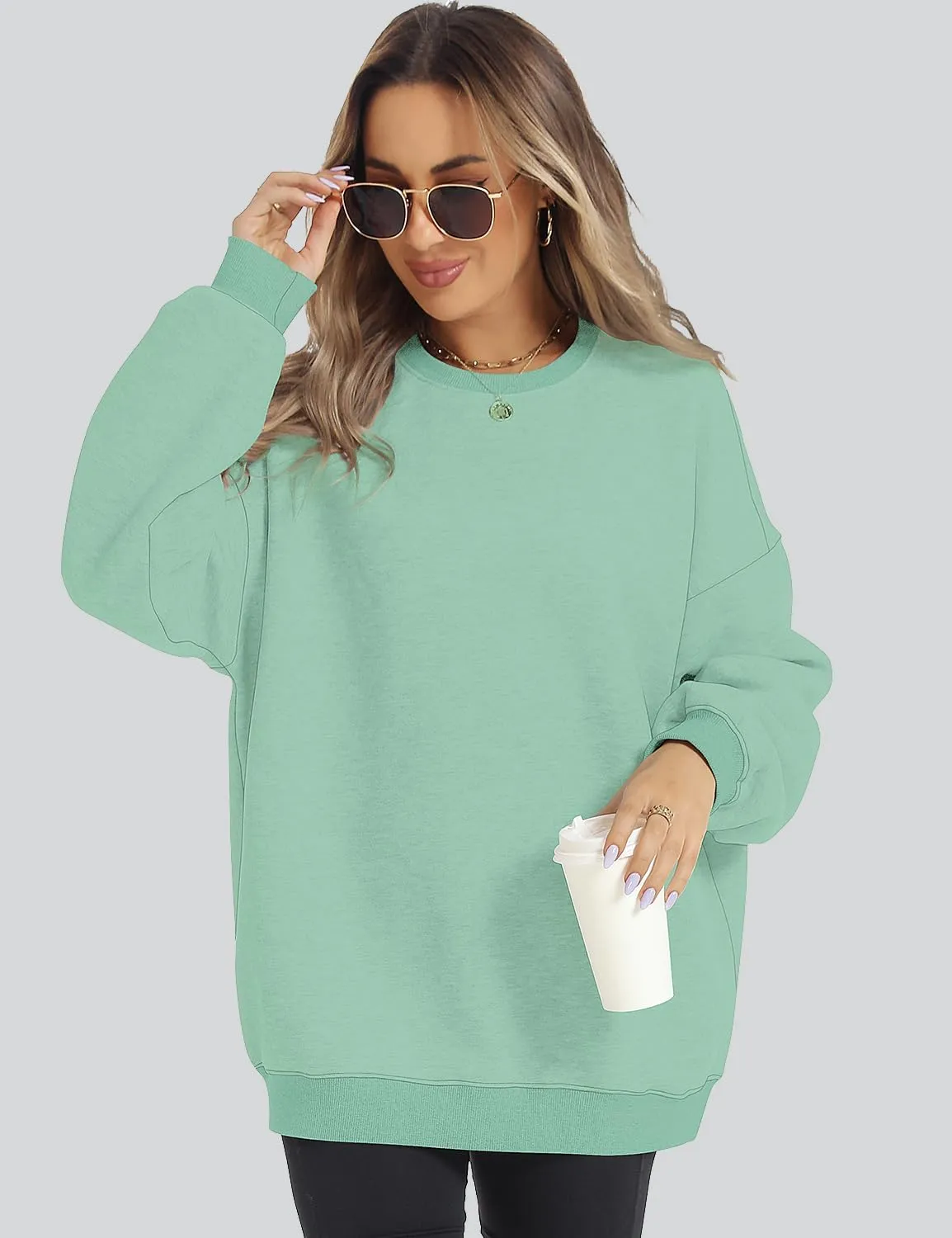 ROYLAMP Womens Oversized Sweatshirts Hoodies Fleece Crewneck Pullover Sweaters Top Fall Fashion Outfits Clothes 2025