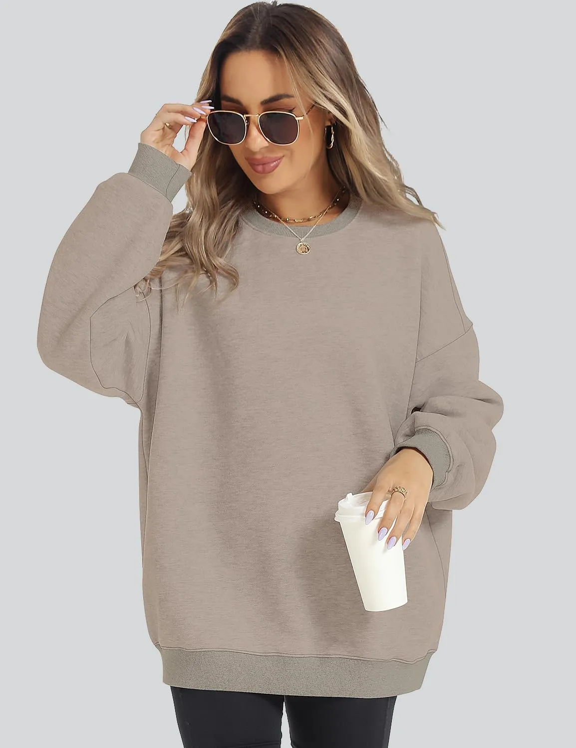 ROYLAMP Womens Oversized Sweatshirts Hoodies Fleece Crewneck Pullover Sweaters Top Fall Fashion Outfits Clothes 2025