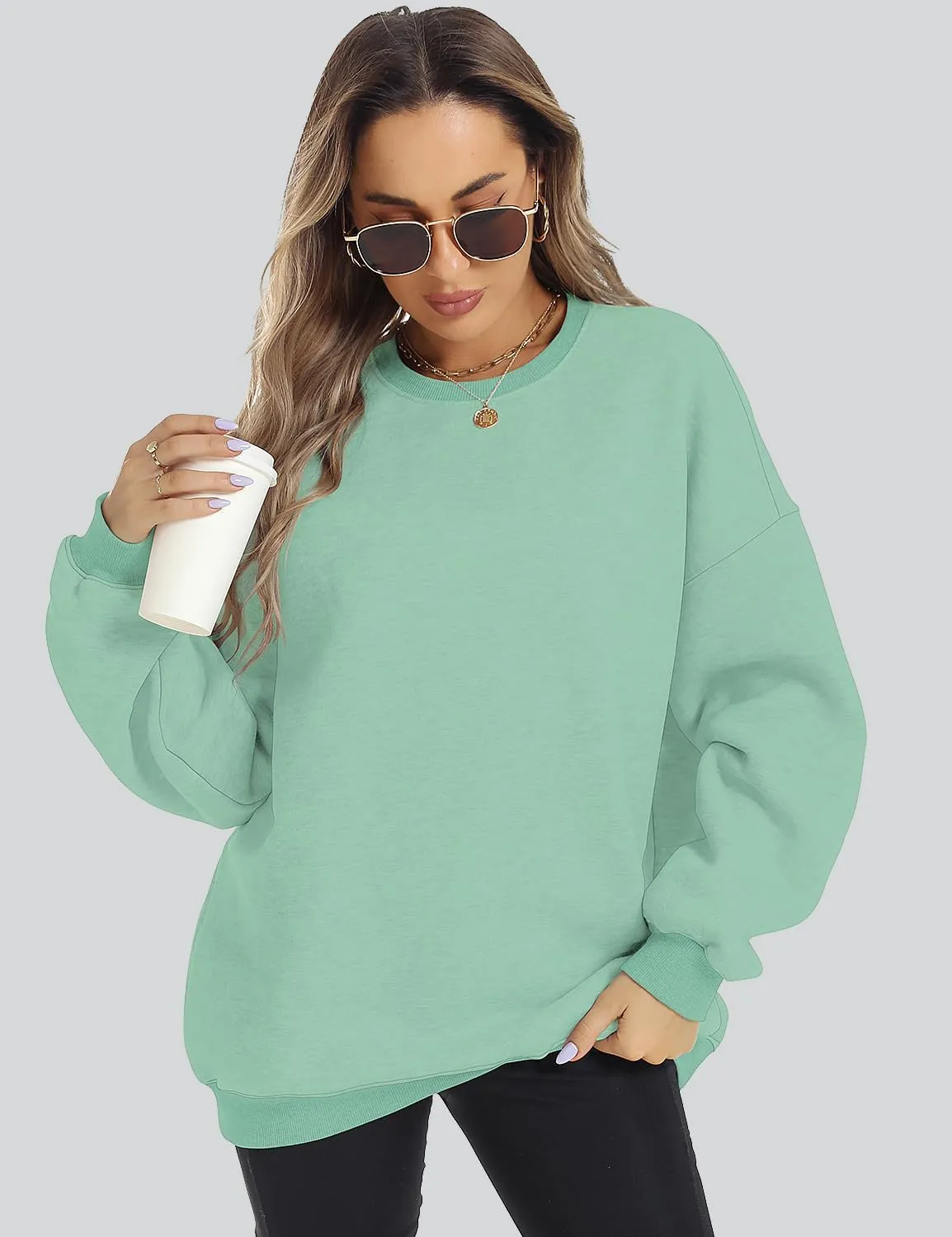 ROYLAMP Womens Oversized Sweatshirts Hoodies Fleece Crewneck Pullover Sweaters Top Fall Fashion Outfits Clothes 2025
