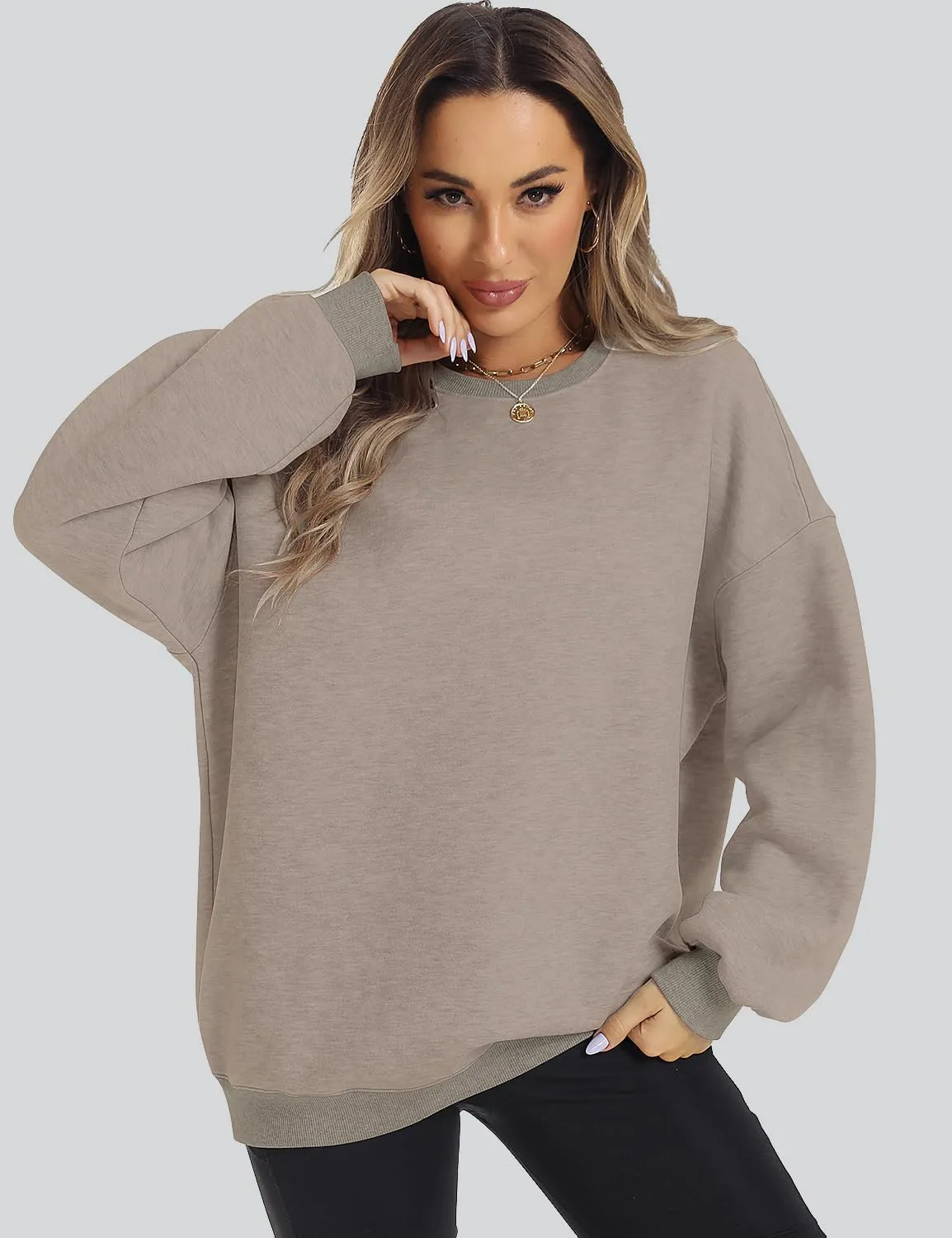 ROYLAMP Womens Oversized Sweatshirts Hoodies Fleece Crewneck Pullover Sweaters Top Fall Fashion Outfits Clothes 2025