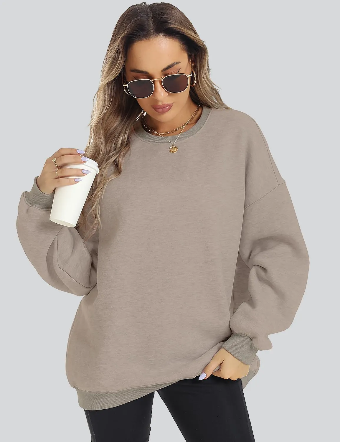 ROYLAMP Womens Oversized Sweatshirts Hoodies Fleece Crewneck Pullover Sweaters Top Fall Fashion Outfits Clothes 2025