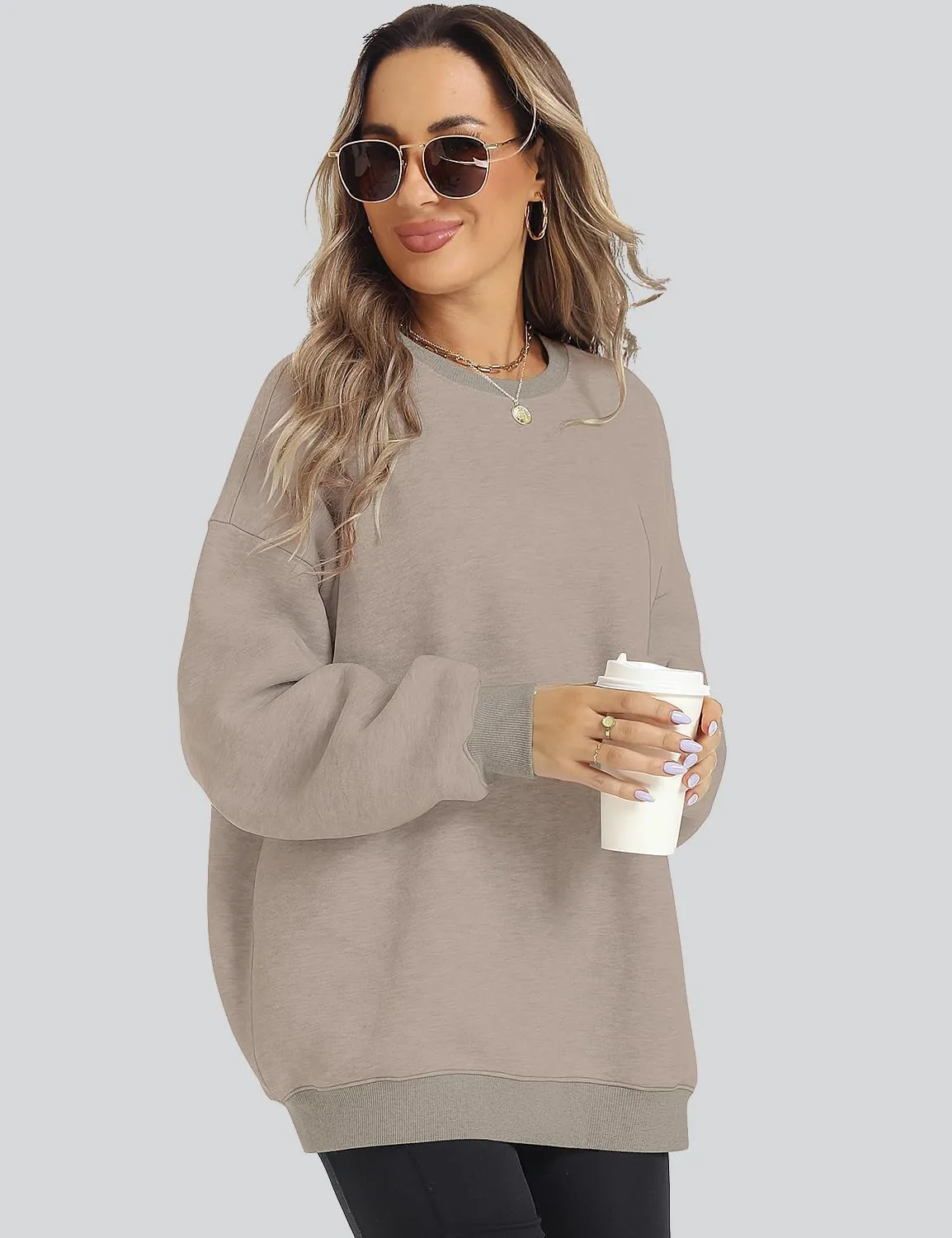 ROYLAMP Womens Oversized Sweatshirts Hoodies Fleece Crewneck Pullover Sweaters Top Fall Fashion Outfits Clothes 2025