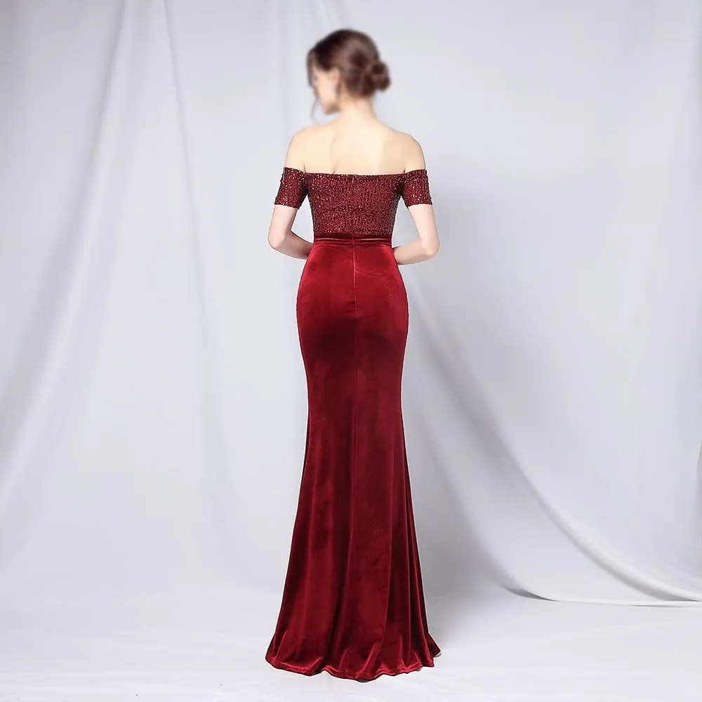 Sequin Long Plus Size Women's Performance Dress, Banquet Evening Dress(XXXX-Large)