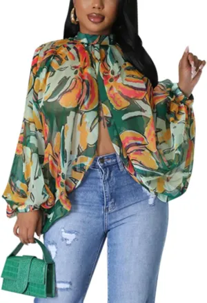 Sexy Tops for Women Party Club Night Batwing Sleeve Chiffon Sheer Self Tie Back Front Open Women Shirts Casual Summer
