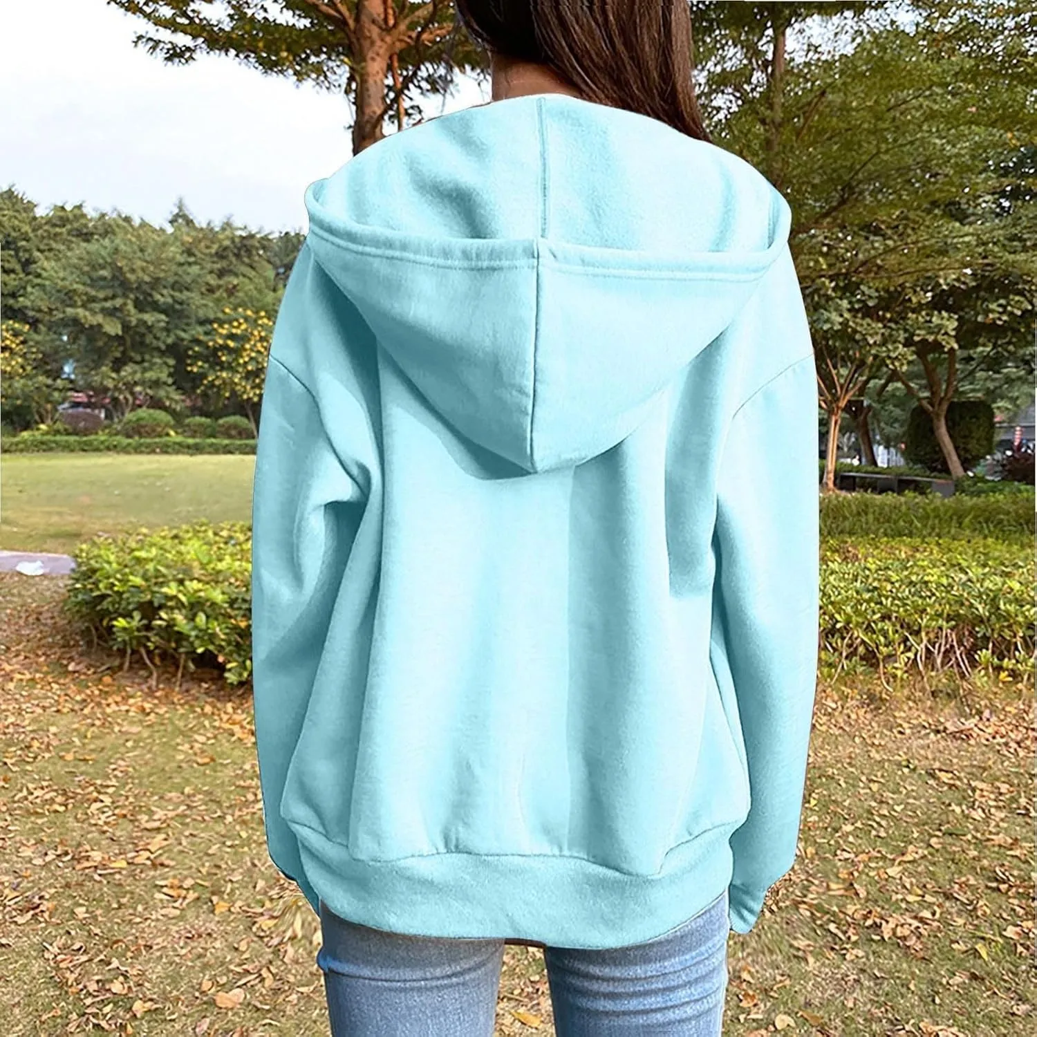 SHAOBGE Womens Zip Up Hoodies Long Sleeve Fall Oversized Sweatshirts Fleece Y2K Jacket with Pockets 2024 Fashion Clothes