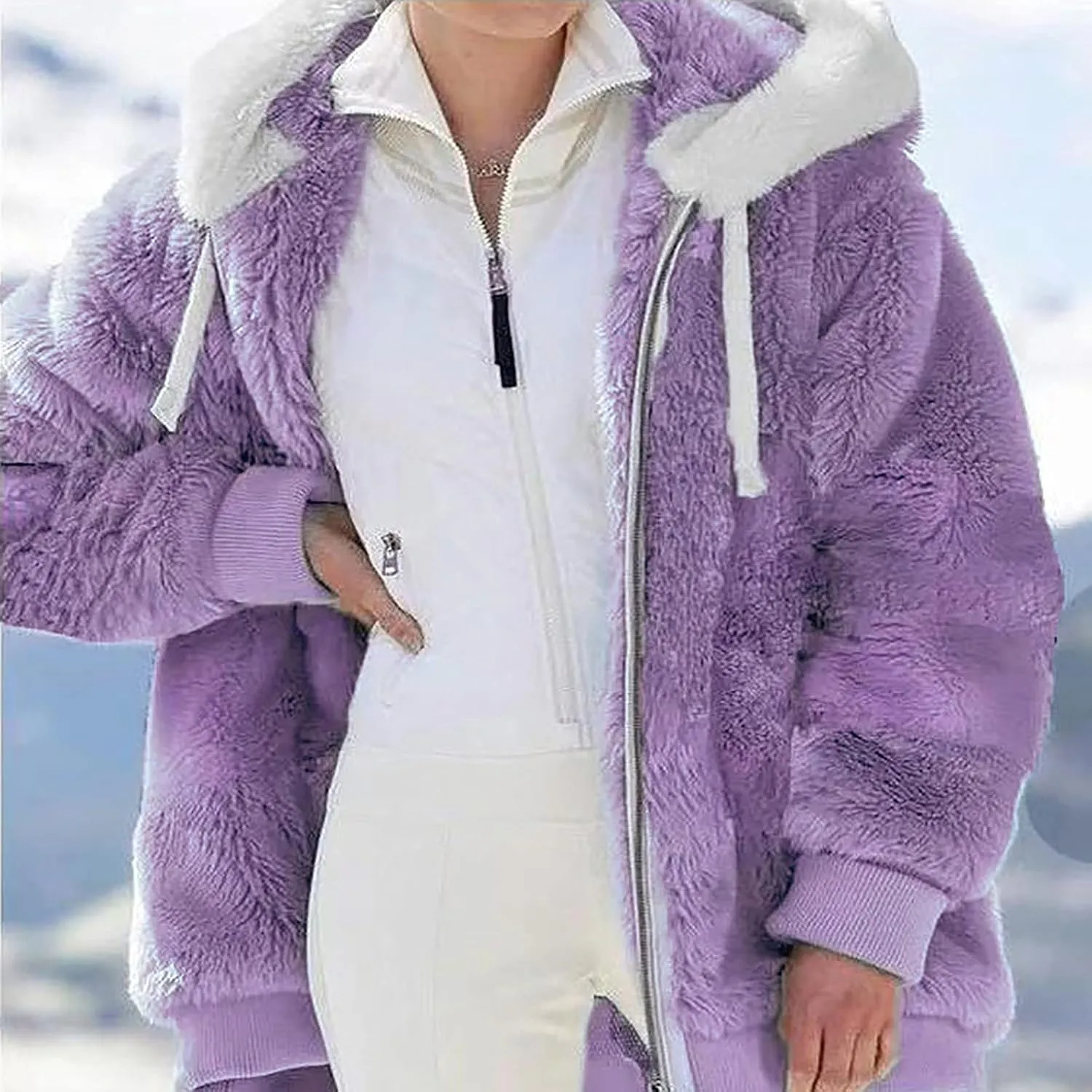 Sherpa Jacket Women Winter Warm Fleece Jackets Oversized Faux Fuzzy Zip up Hoodie Fluffy Outerwear with Pockets